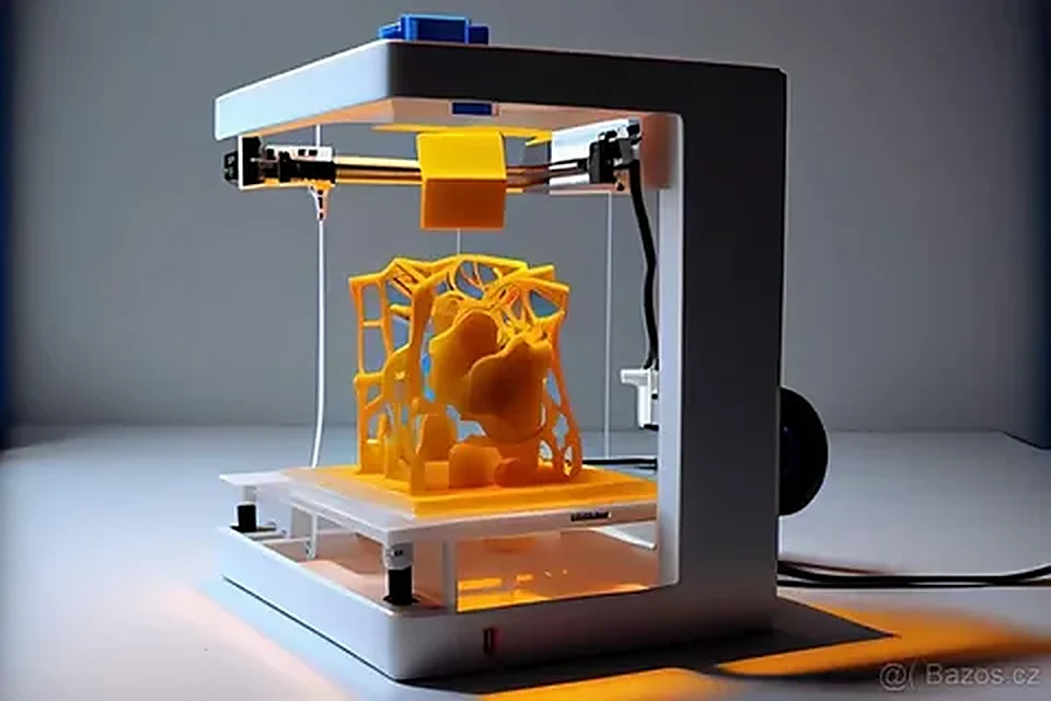 3D printer building a complex lattice part used for scanning and inspection